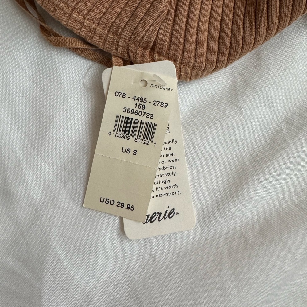 One-Shoulder Tan Ribbed Top - Picture 3 of 3